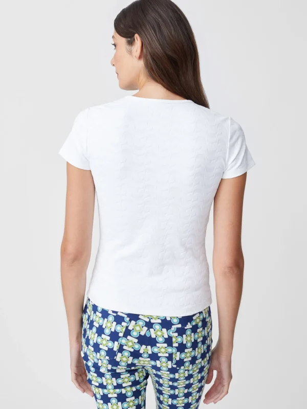 Allie Cap Sleeve Tee In Deco Tulip Jacquard