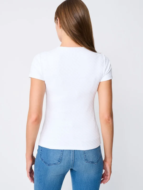 Allie Cap Sleeve Tee In Fernwood Geo Jacquard