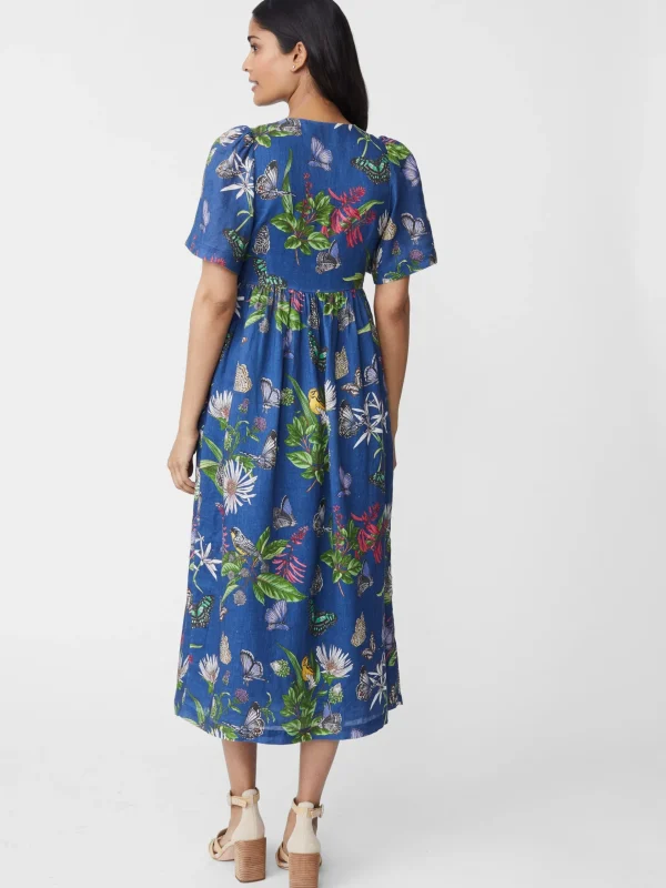 Annora Linen Dress In Jardin Mariposa