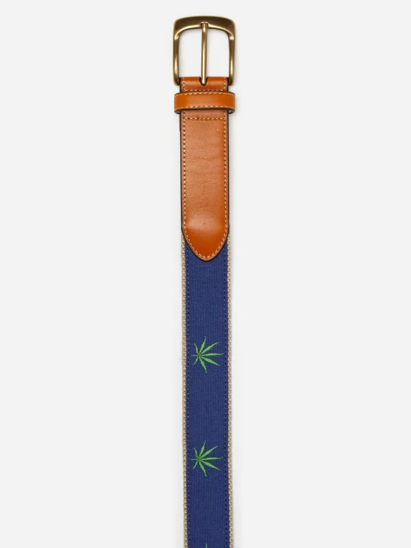 Archie Embroidered Belt In Marijuana Leaf