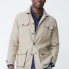 Brando Linen Safari Jacket In Herringbone