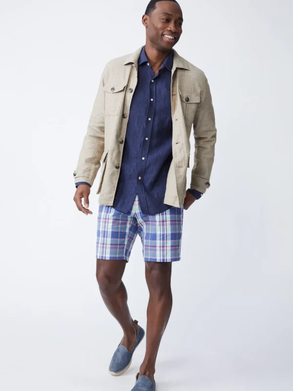 Brando Linen Safari Jacket In Herringbone