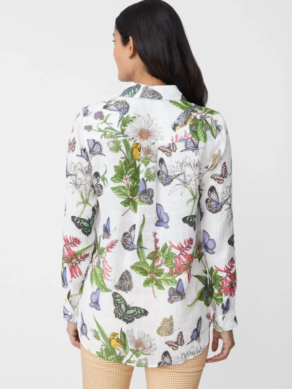 Britt Linen Shirt In Jardin Mariposa