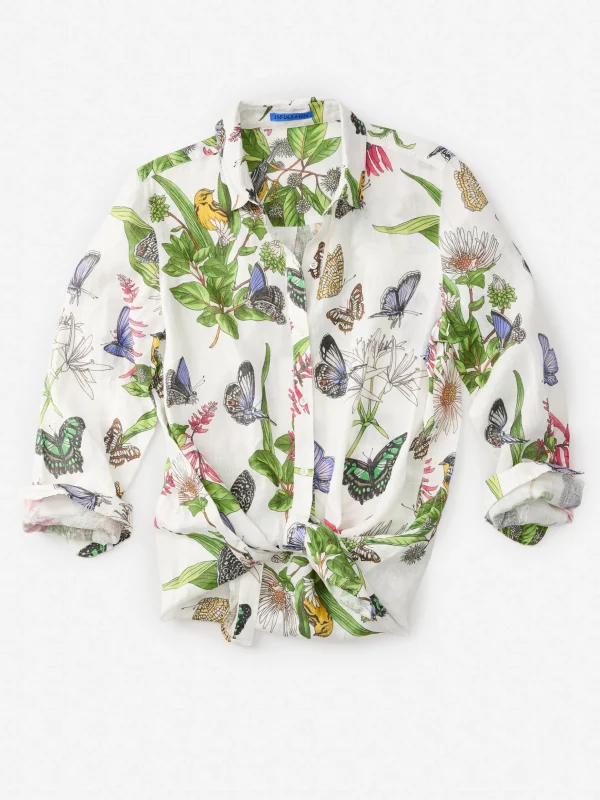 Britt Linen Shirt In Jardin Mariposa