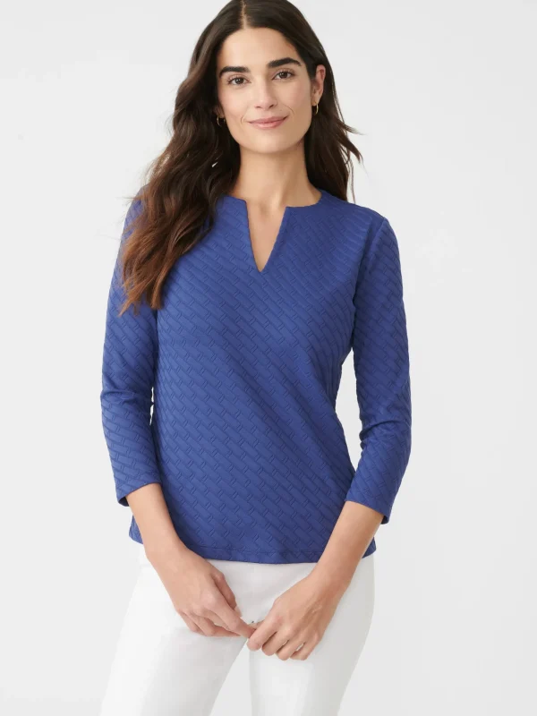 Carly Top In Fernwood Geo Jacquard