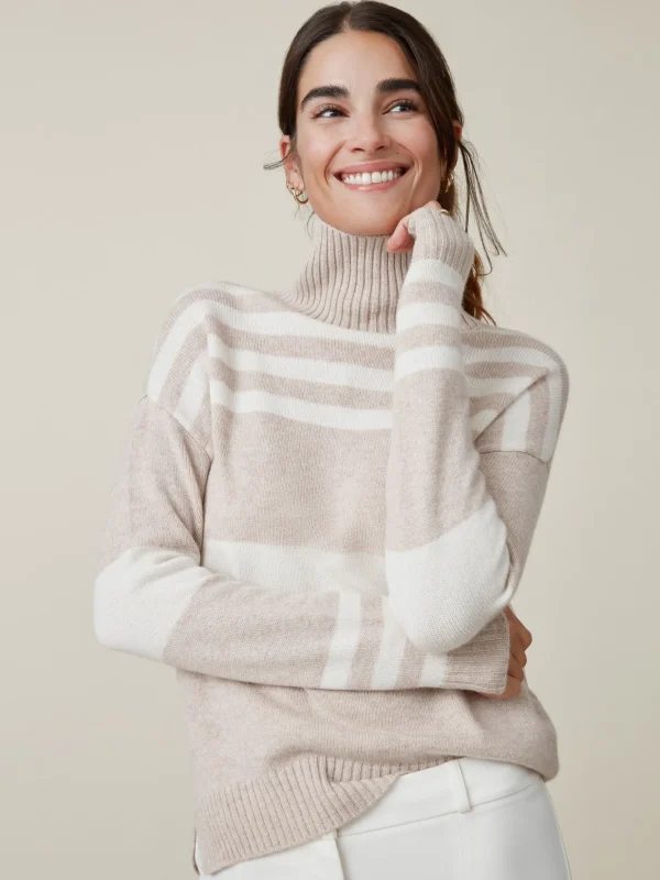 Clara Cashmere Turtleneck In Stripe