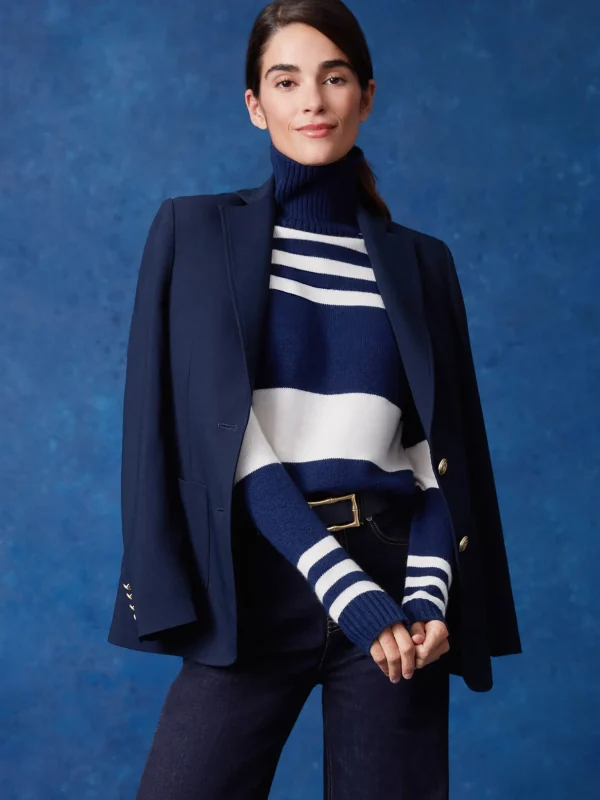 Clara Cashmere Turtleneck In Stripe