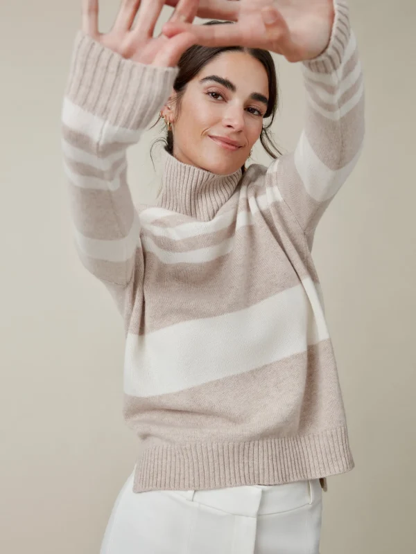 Clara Cashmere Turtleneck In Stripe