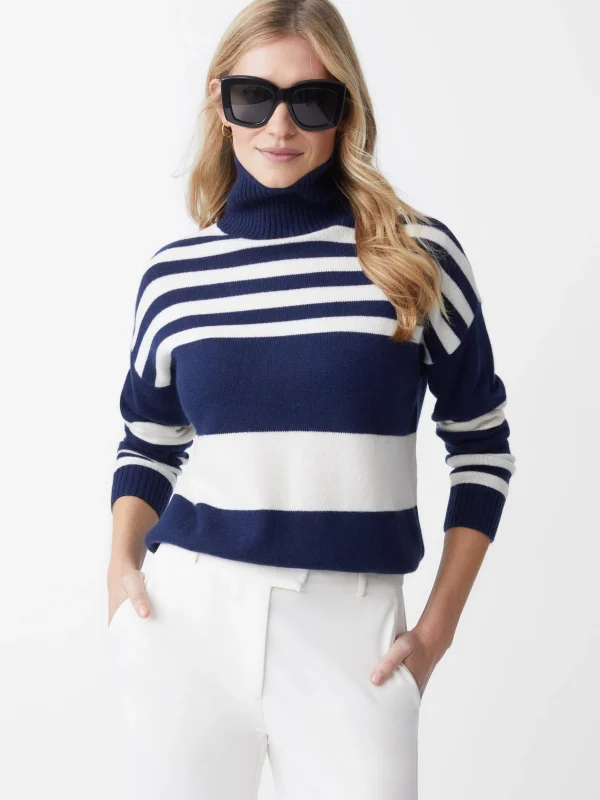 Clara Cashmere Turtleneck In Stripe