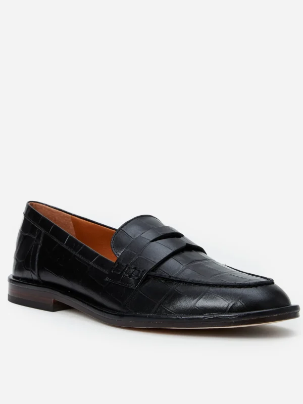 Concetta Leather Loafers In Embossed Croc