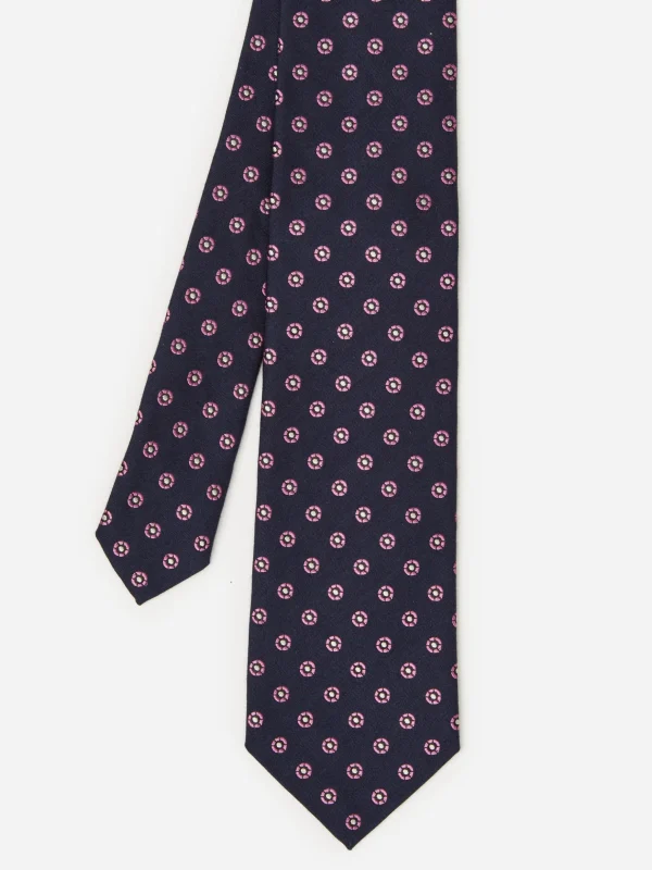 Cotton Silk Tie In Micro Daisy