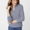 Court 3/4 Sleeve Polo In Stripe