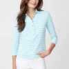 Court 3/4 Sleeve Polo In Stripe