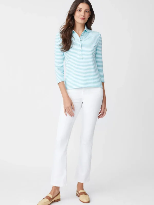 Court 3/4 Sleeve Polo In Stripe