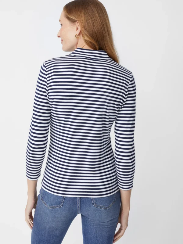 Court 3/4 Sleeve Polo In Stripe