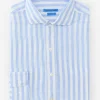 Drummond Modern Fit Linen Shirt In Bengal Stripe