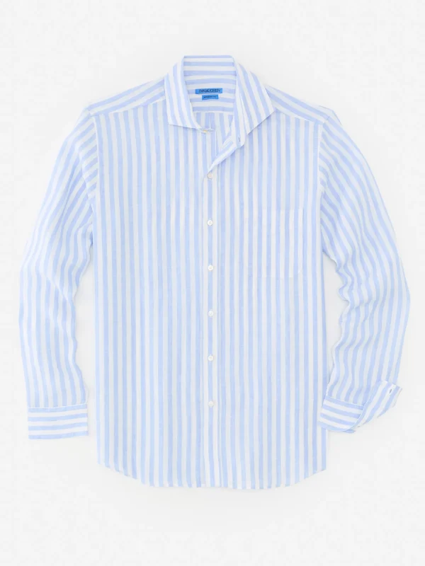 Drummond Modern Fit Linen Shirt In Bengal Stripe