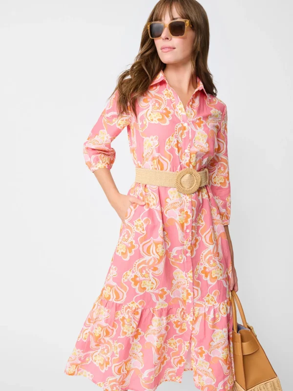 Foley Linen Dress In Trinidad Abstract