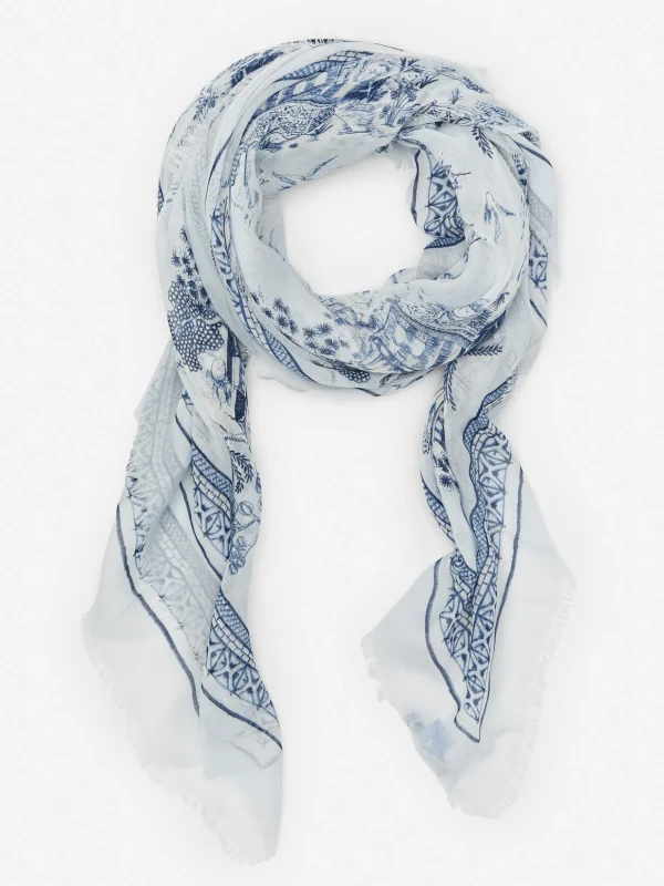 Giselle Scarf In Chinoiserie Toile Square