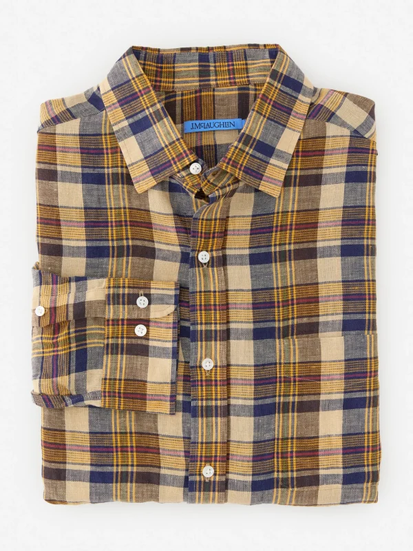 Gramercy Classic Fit Linen Shirt In Plaid