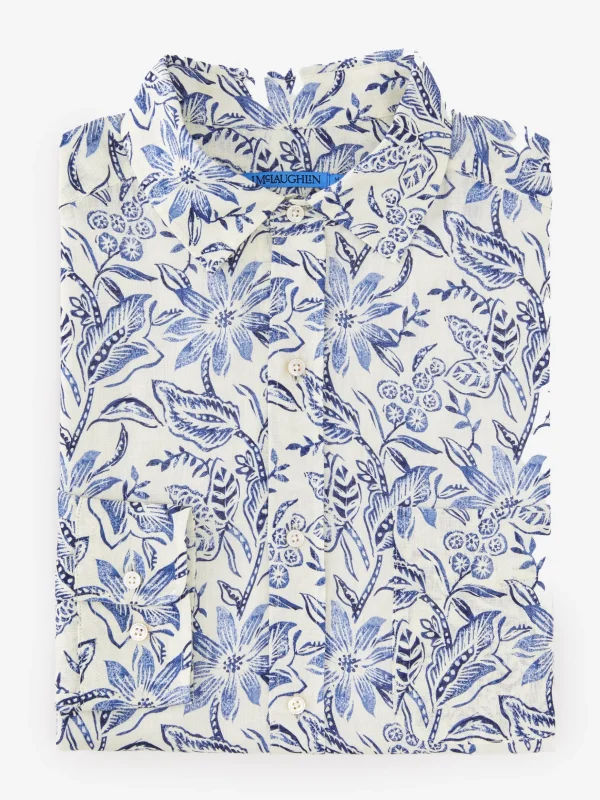 Gramercy Classic Fit Linen Shirt In Indigo Flora