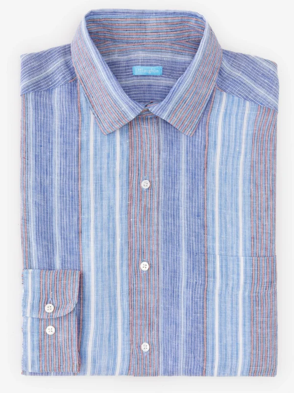 Gramercy Classic Fit Linen Shirt In Multi Stripe