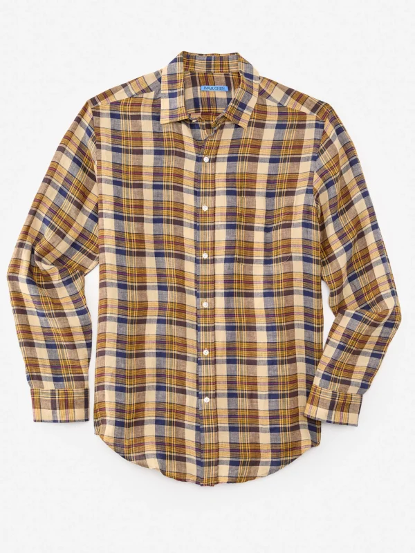 Gramercy Classic Fit Linen Shirt In Plaid