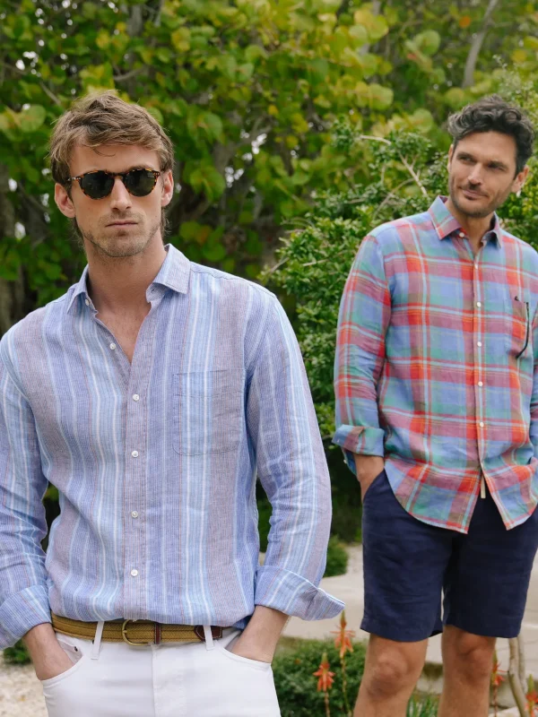 Gramercy Classic Fit Linen Shirt In Multi Stripe