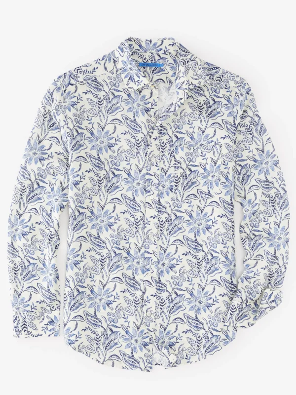 Gramercy Classic Fit Linen Shirt In Indigo Flora