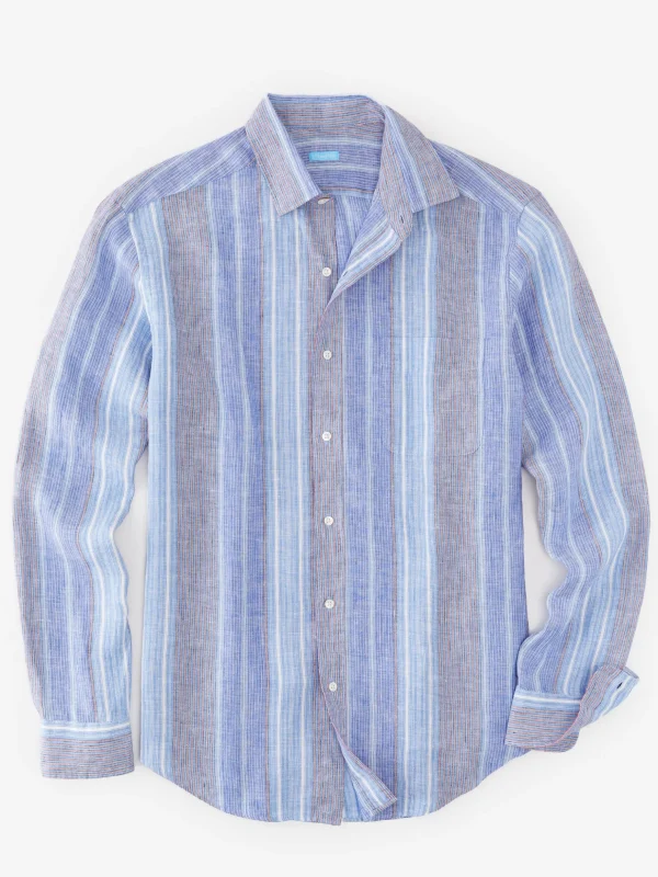 Gramercy Classic Fit Linen Shirt In Multi Stripe