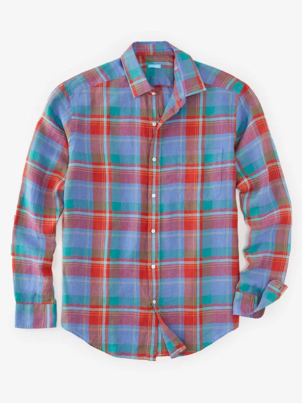 Gramercy Classic Fit Linen Shirt In Plaid