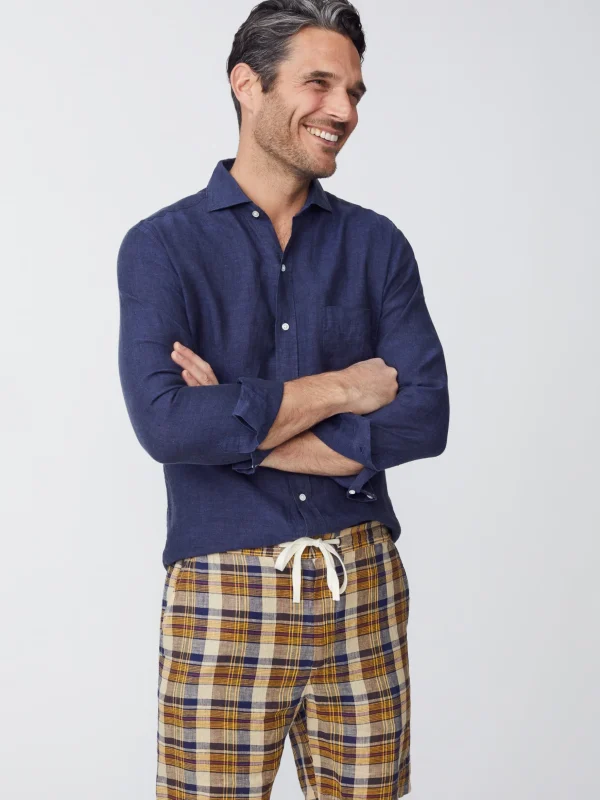 Griffin 7" Linen Shorts In Plaid