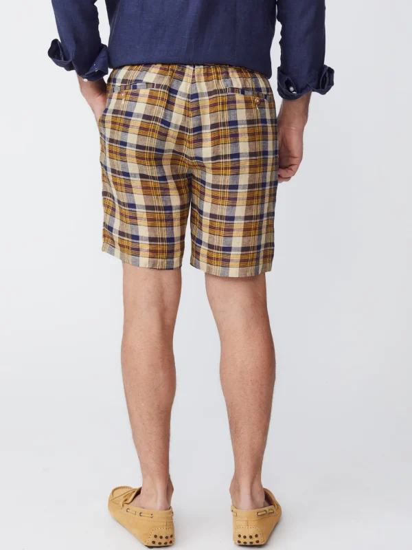 Griffin 7" Linen Shorts In Plaid