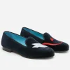 J.McL X Stubbs Wootton Embroidered Slippers In Naughty Nice