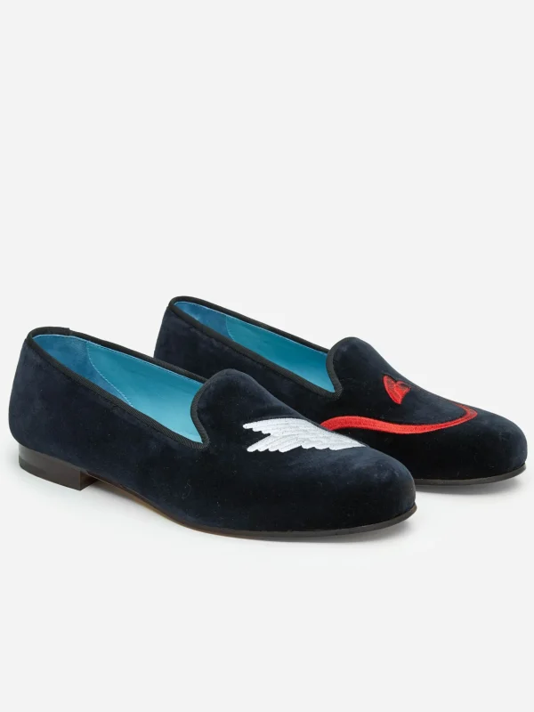 J.McL X Stubbs Wootton Embroidered Slippers In Naughty Nice