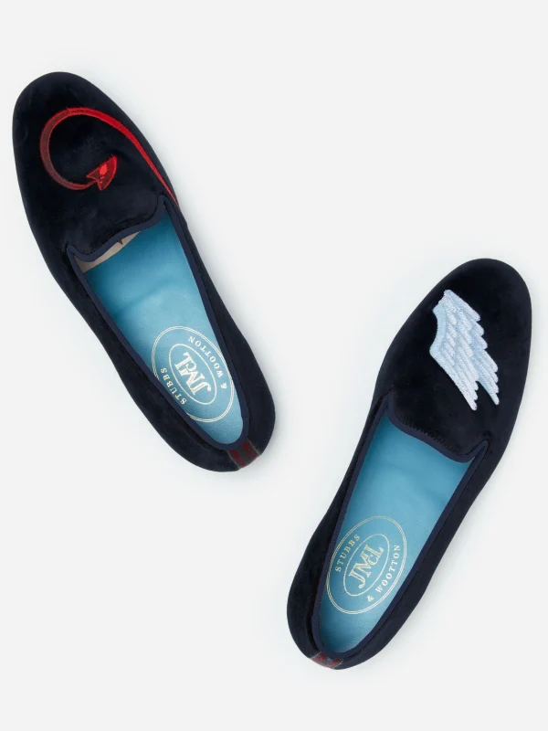 J.McL X Stubbs Wootton Embroidered Slippers In Naughty Nice