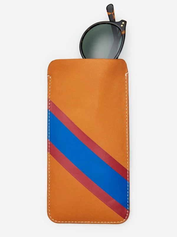 Leather Eyewear Case In Fall Multi Stripes