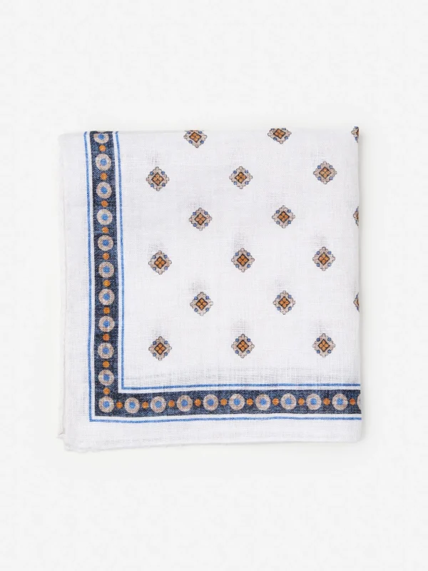 Linen Pocket Square In Foulard