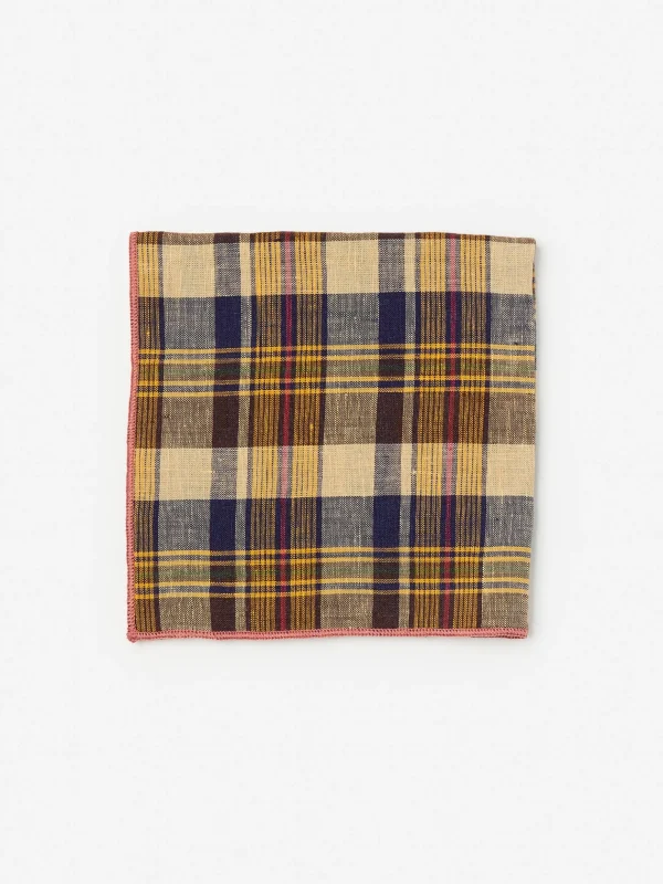 Linen Pocket Square In Plaid