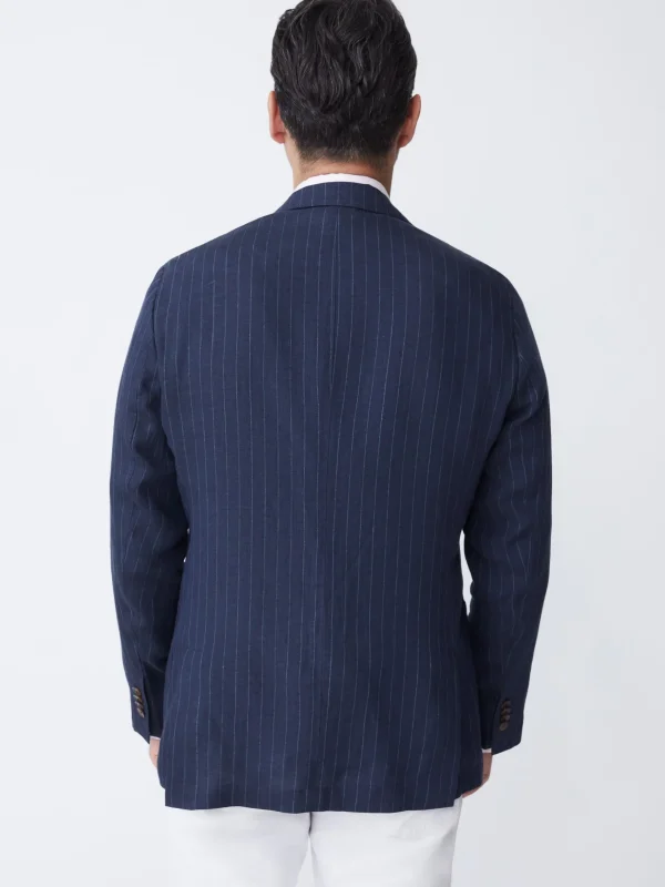 Lisbon Linen Blazer In Pinstripe