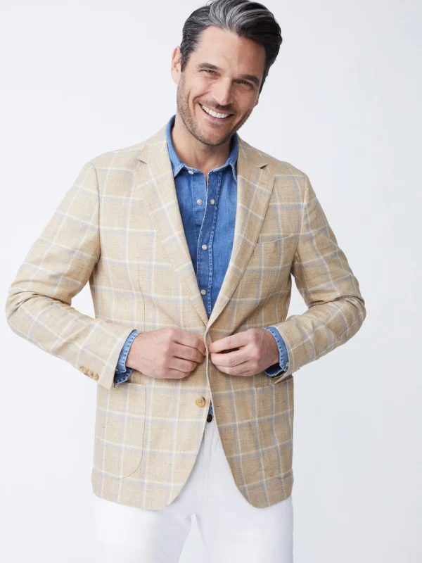 Lisbon Linen Blazer In Window Pane