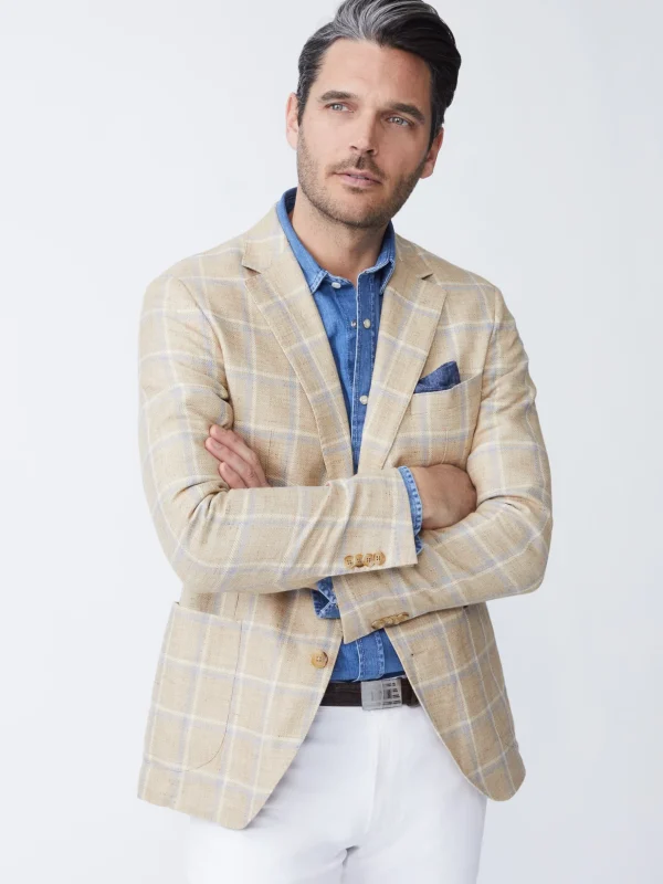 Lisbon Linen Blazer In Window Pane