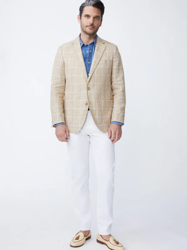 Lisbon Linen Blazer In Window Pane