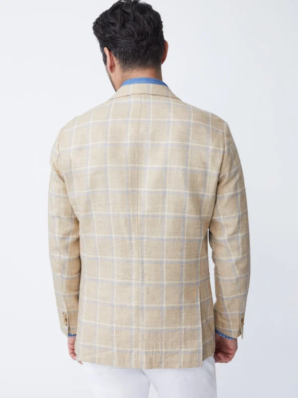 Lisbon Linen Blazer In Window Pane