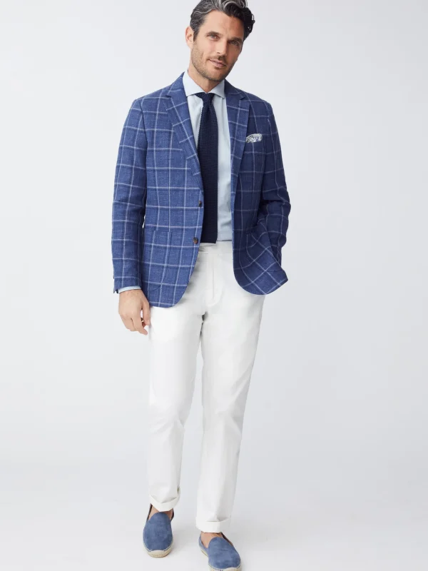 Lisbon Linen Blend Blazer In Window Pane