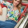 Lois Linen Shirt In Floral Reef Stripe