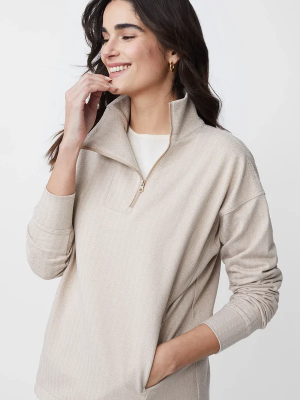 Maeba Fleece Top In Herringbone Jacquard