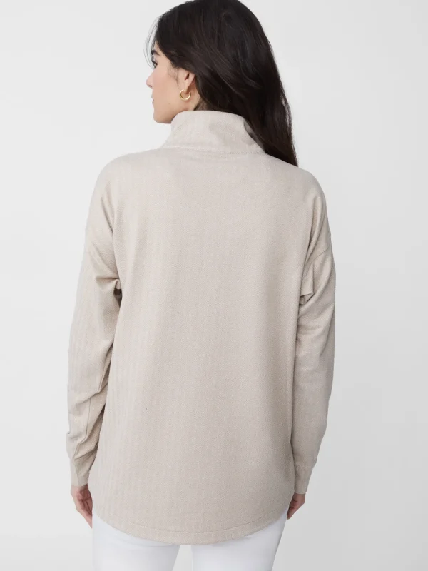 Maeba Fleece Top In Herringbone Jacquard