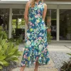 Miramar Linen Dress In Floral Reef