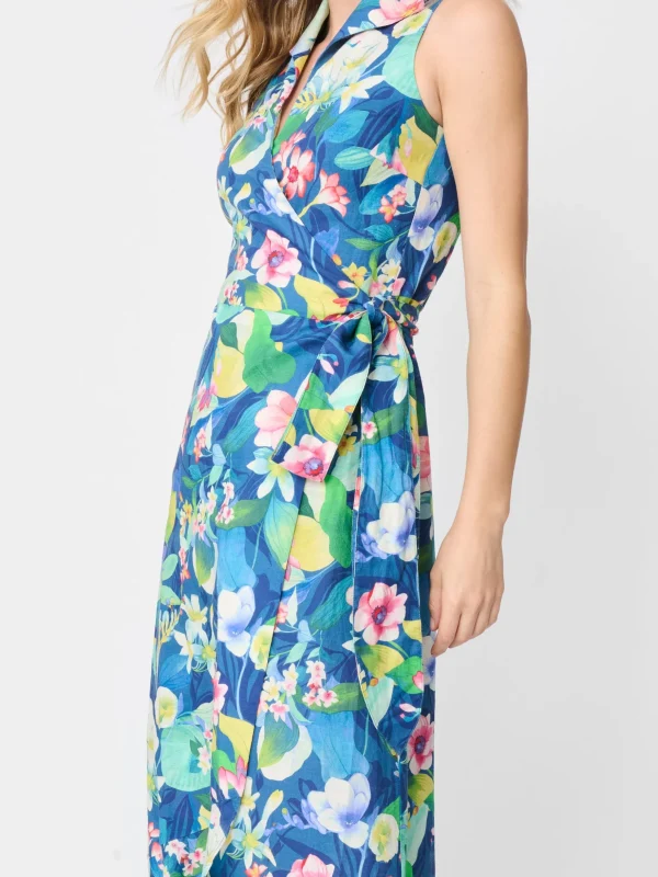 Miramar Linen Dress In Floral Reef